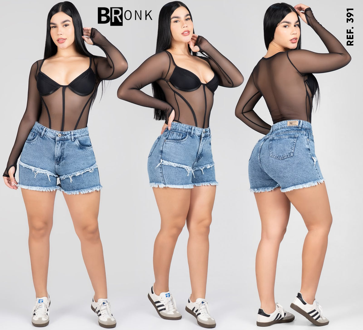 SHORT MUJER RIGIDO  REF 391 Y BODY REF RENESME NEGRO S-M-L