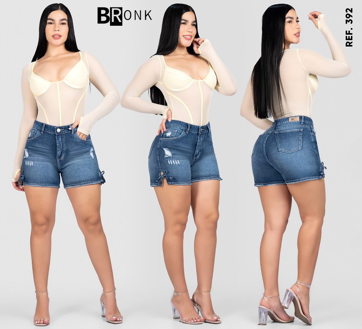 SHORT MUJER RIGIDO  REF 392 Y BODY REF RENESME AMARILLO S-M-L